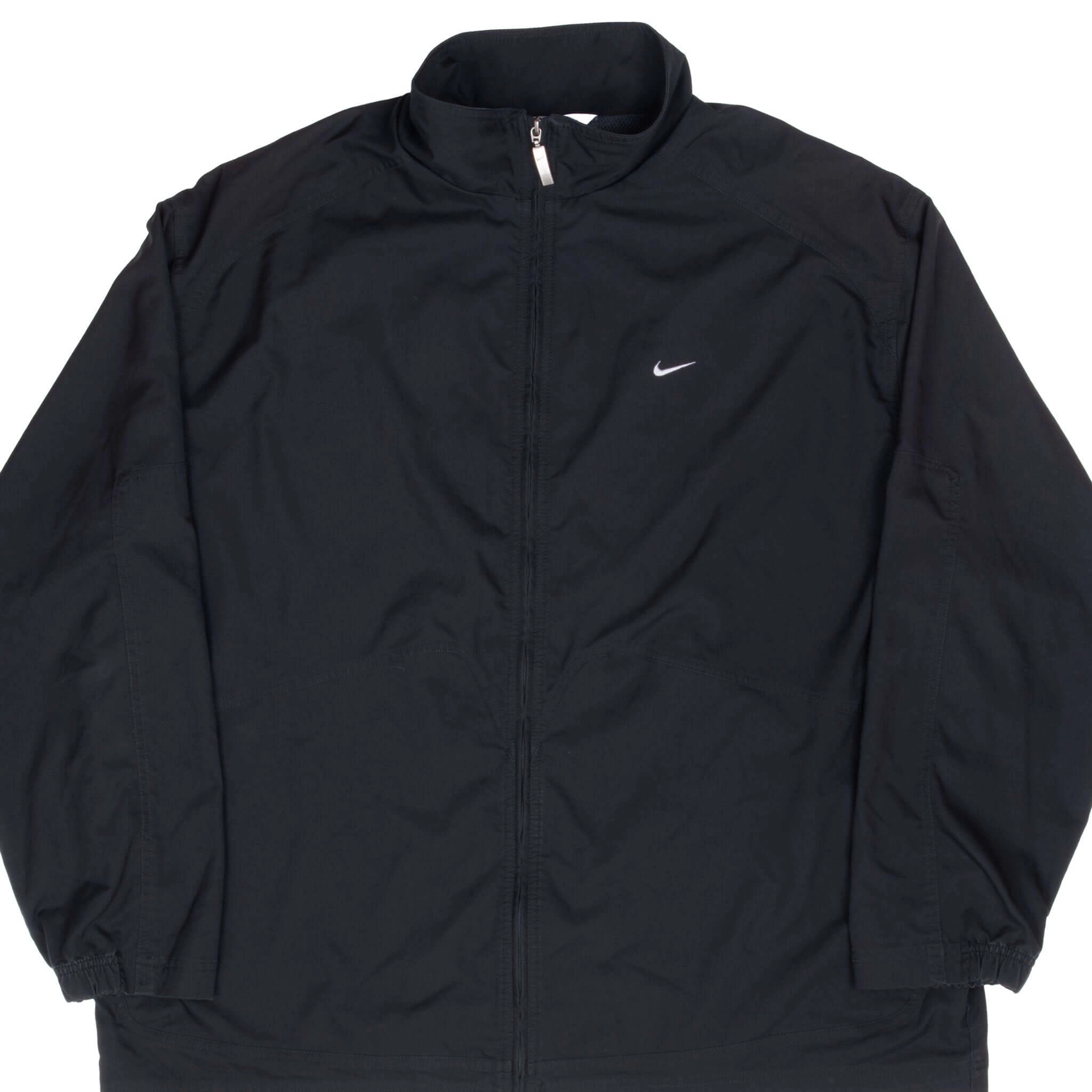 VINTAGE NIKE CLASSIC SWOOSH BLACK WINDBREAKER JACKET 2000S 3XL