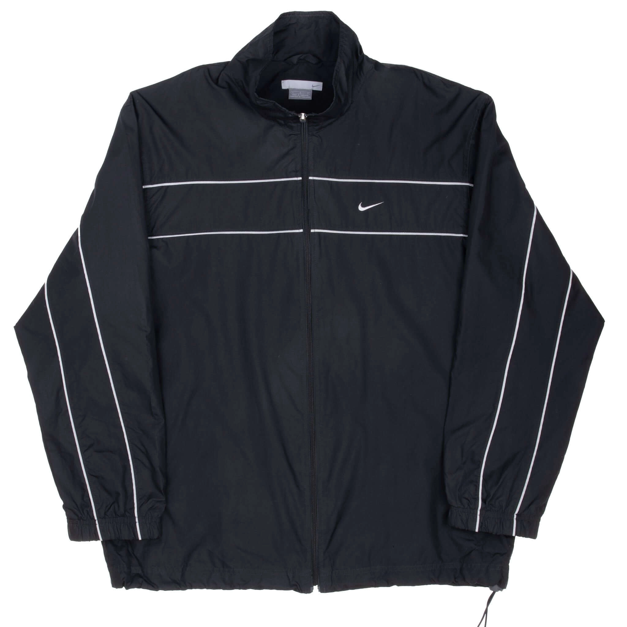 VINTAGE NIKE CLASSIC SWOOSH BLACK WINDBREAKER JACKET 2000S LARGE