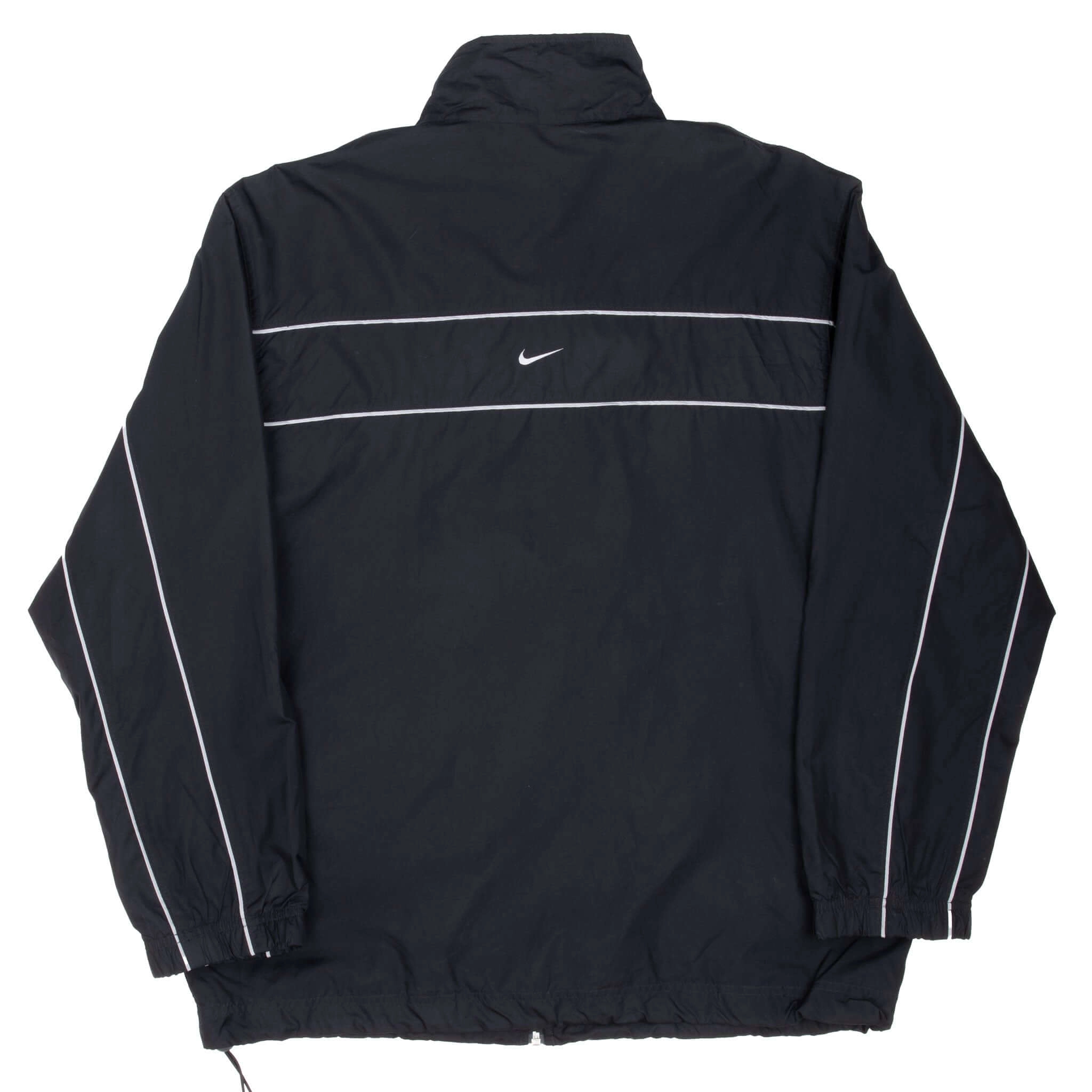 VINTAGE NIKE CLASSIC SWOOSH BLACK WINDBREAKER JACKET 2000S LARGE