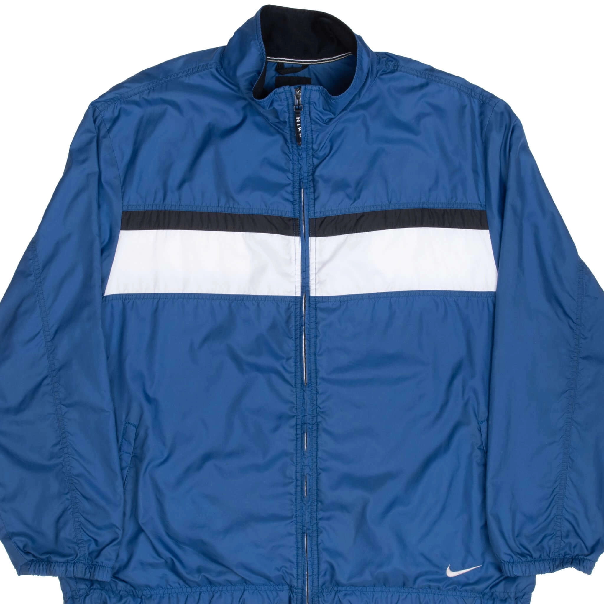VINTAGE NIKE CLASSIC SWOOSH BLUE WINDBREAKER JACKET 1990S XL