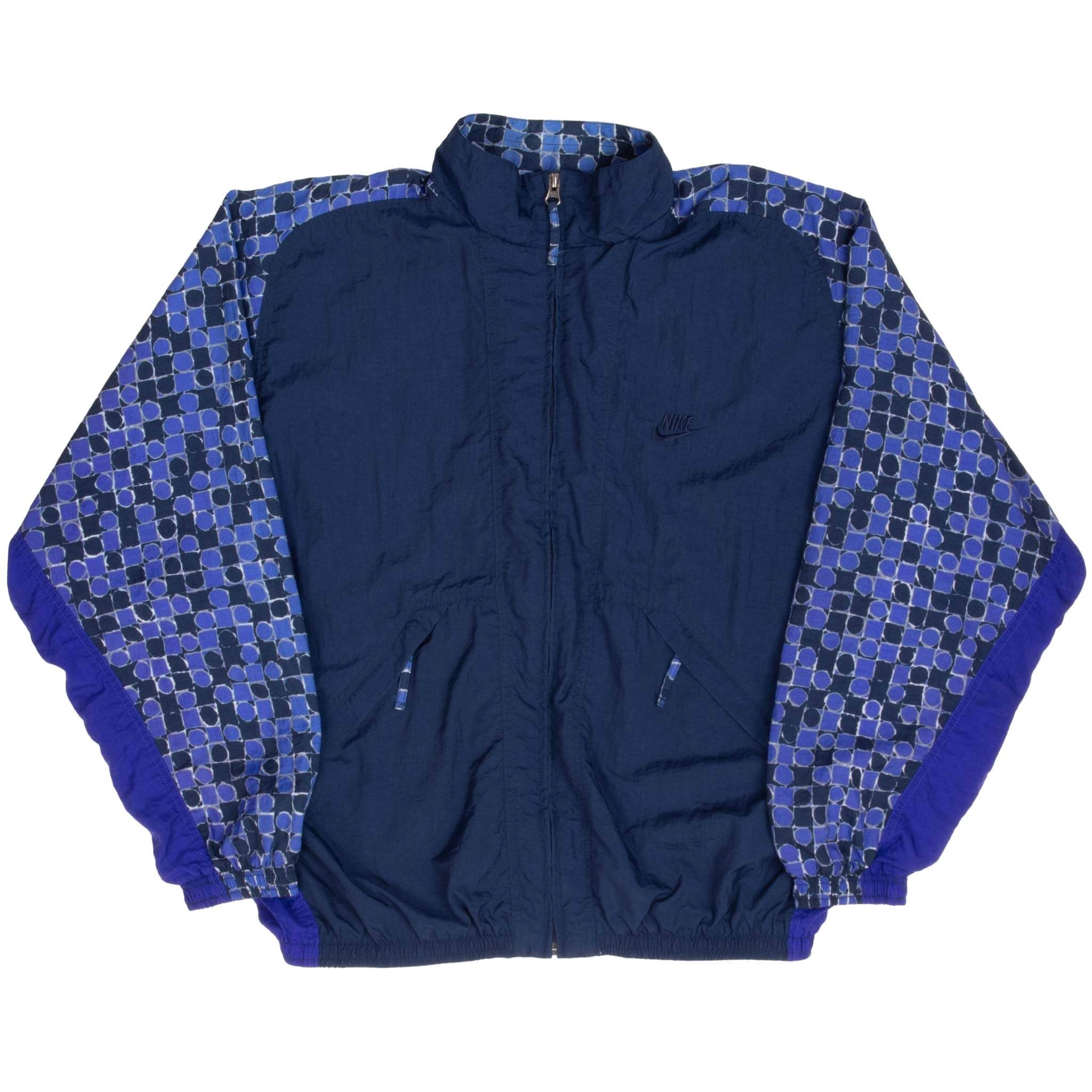 VINTAGE NIKE CLASSIC SWOOSH BLUE WINDBREAKER WOMAN JACKET 1990S SIZE MEDIUM