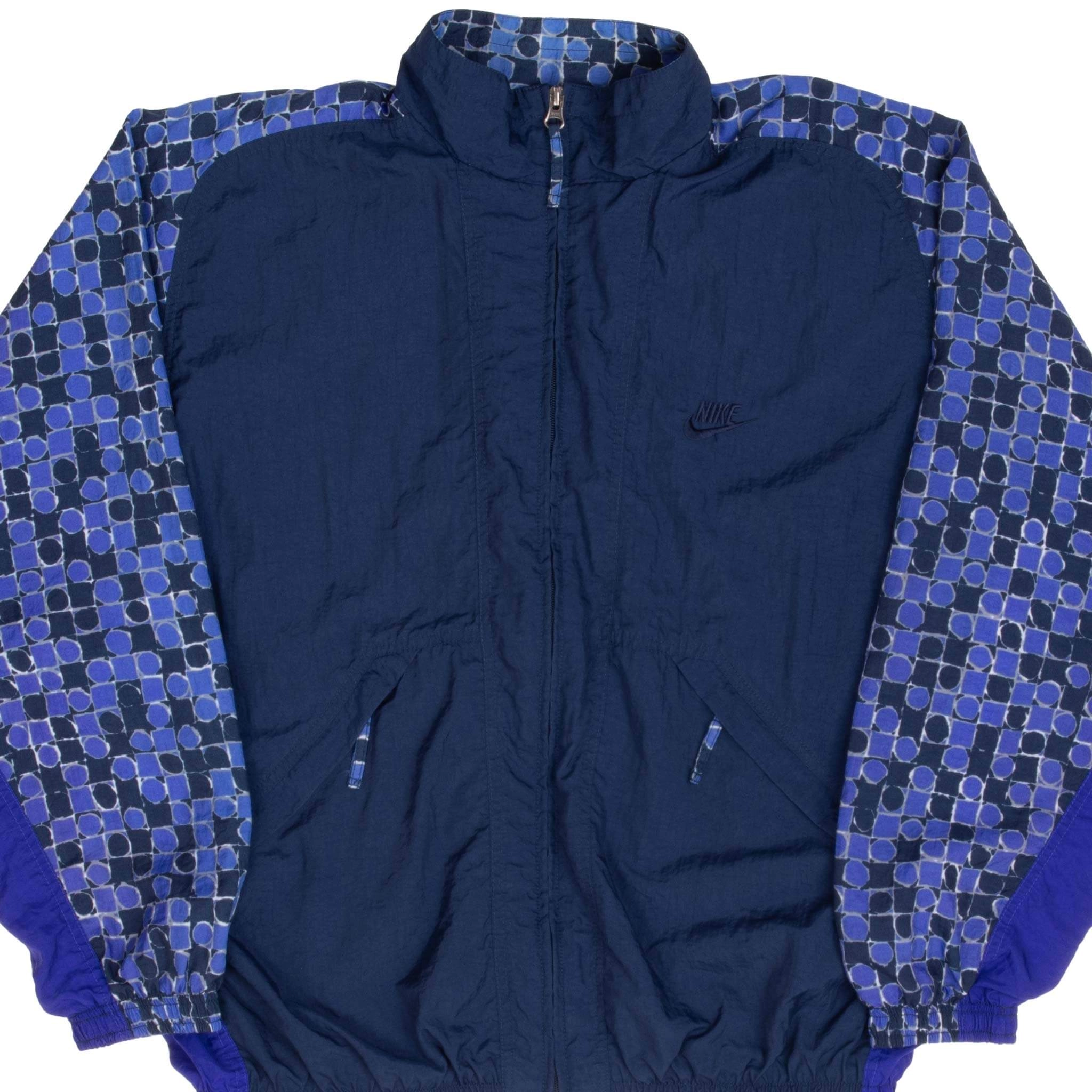 VINTAGE NIKE CLASSIC SWOOSH BLUE WINDBREAKER WOMAN JACKET 1990S SIZE MEDIUM