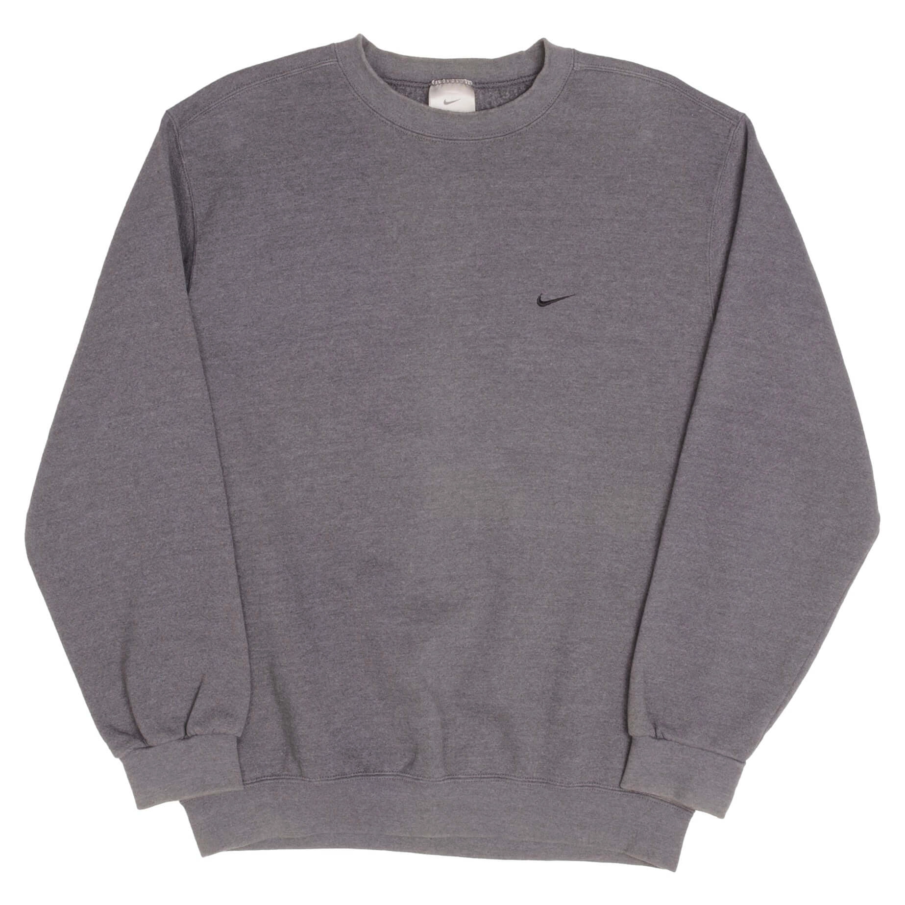 VINTAGE NIKE CLASSIC SWOOSH DARK GREY SWEATSHIRT 2000S SIZE MEDIUM MADE IN USA
