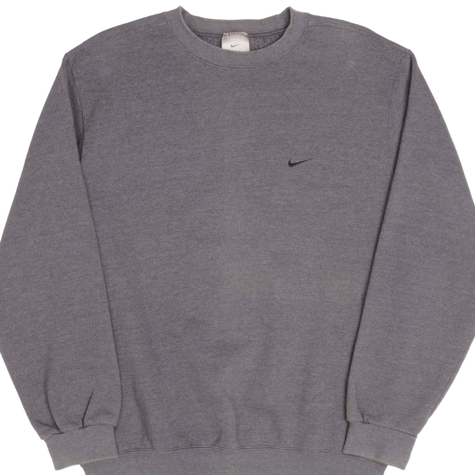 VINTAGE NIKE CLASSIC SWOOSH DARK GREY SWEATSHIRT 2000S SIZE MEDIUM MADE IN USA