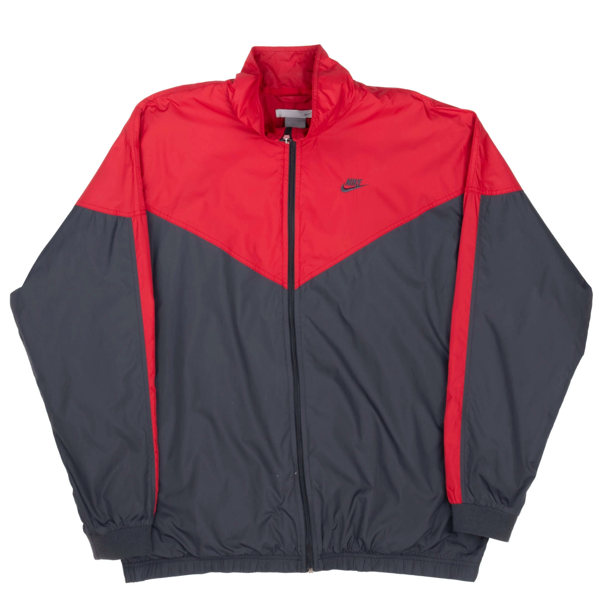 VINTAGE NIKE CLASSIC SWOOSH GREY & RED WINDBREAKER JACKET 2000S XL