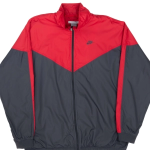 VINTAGE NIKE CLASSIC SWOOSH GREY & RED WINDBREAKER JACKET 2000S XL