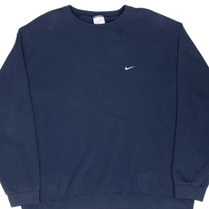 VINTAGE NIKE CLASSIC SWOOSH NAVY BLUE SWEATSHIRT 2000S 2XL