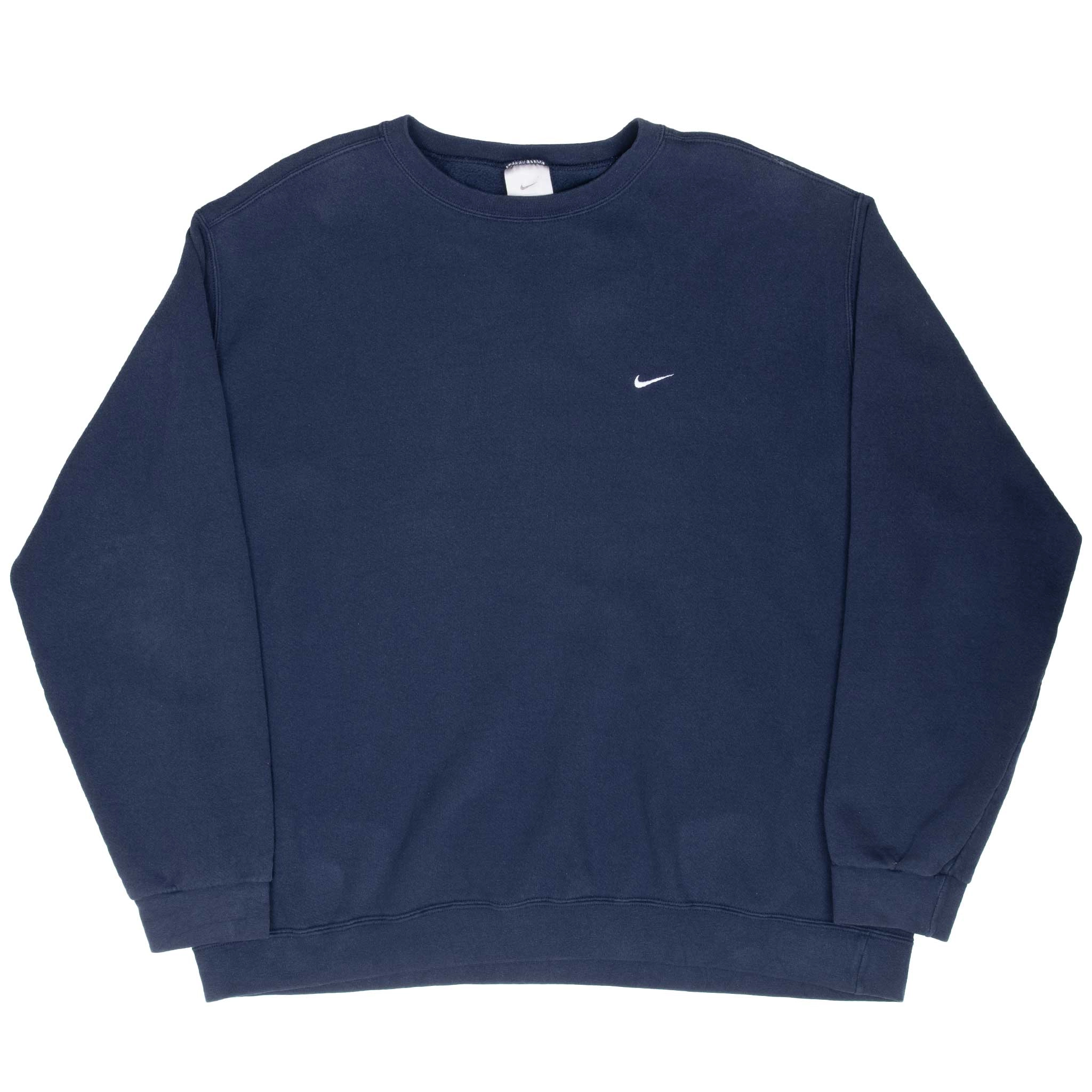 VINTAGE NIKE CLASSIC SWOOSH NAVY BLUE SWEATSHIRT 2000S 2XL