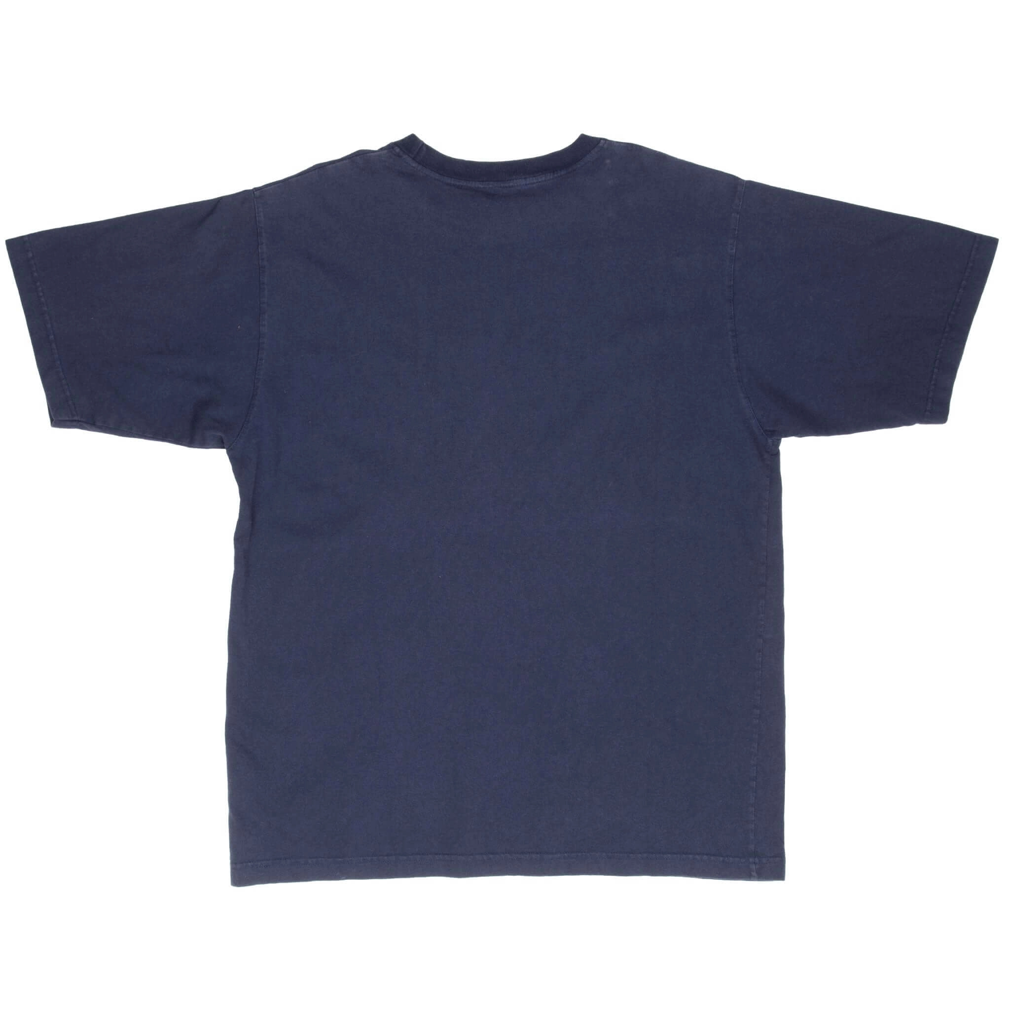 VINTAGE NIKE CLASSIC SWOOSH NAVY BLUE TEE SHIRT 1990S LARGE
