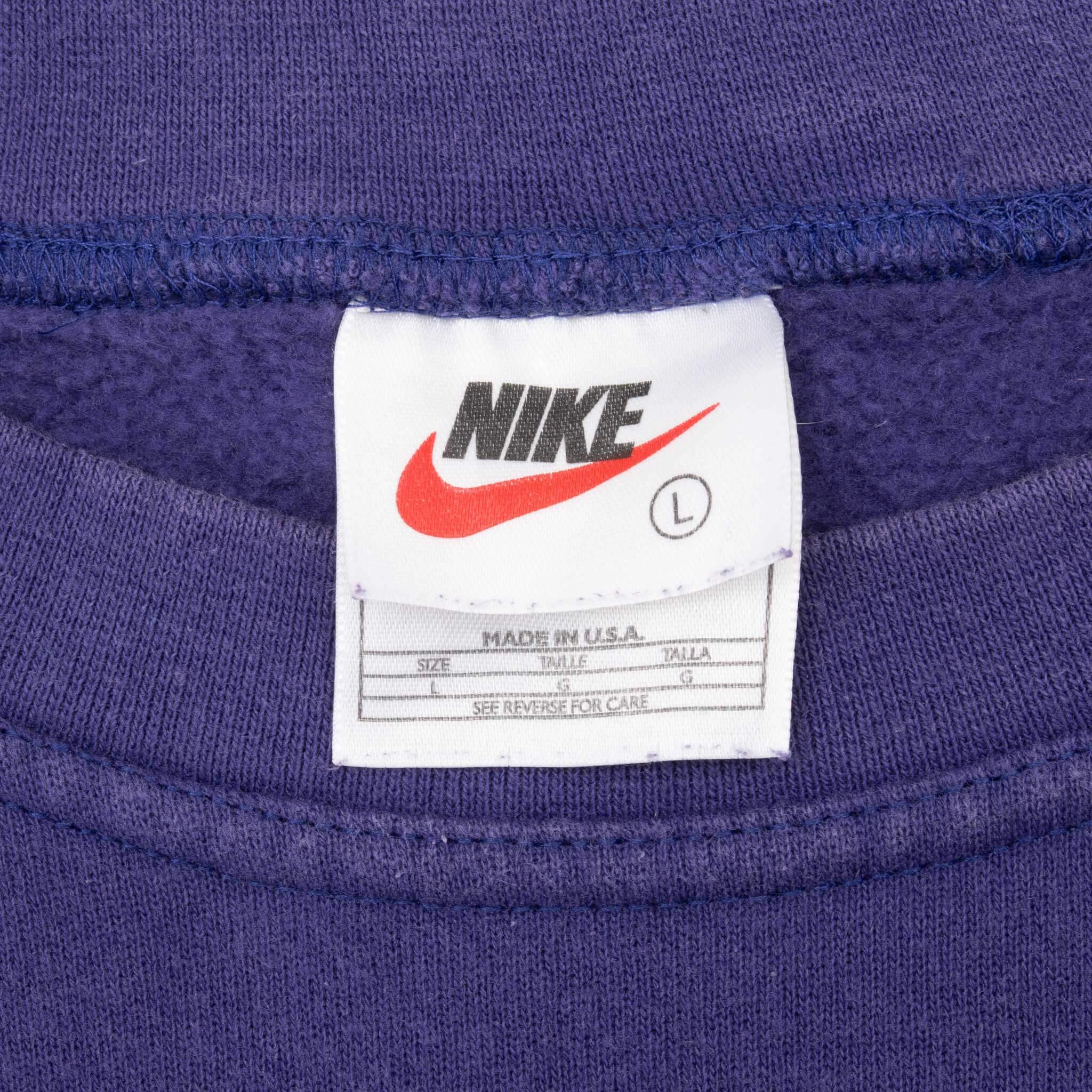 VINTAGE NIKE CLASSIC SWOOSH PURPLE SWEATSHIRT 1990S LARGE MADE IN USA