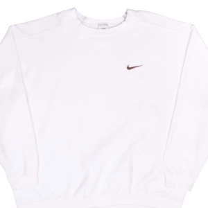 VINTAGE NIKE CLASSIC SWOOSH WHITE SWEATSHIRT 1990S XL MADE IN USA