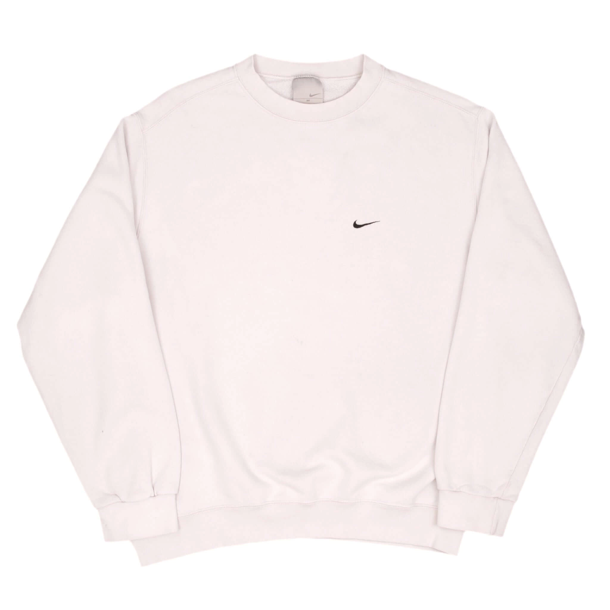 VINTAGE NIKE CLASSIC SWOOSH WHITE SWEATSHIRT 2000S SIZE MEDIUM