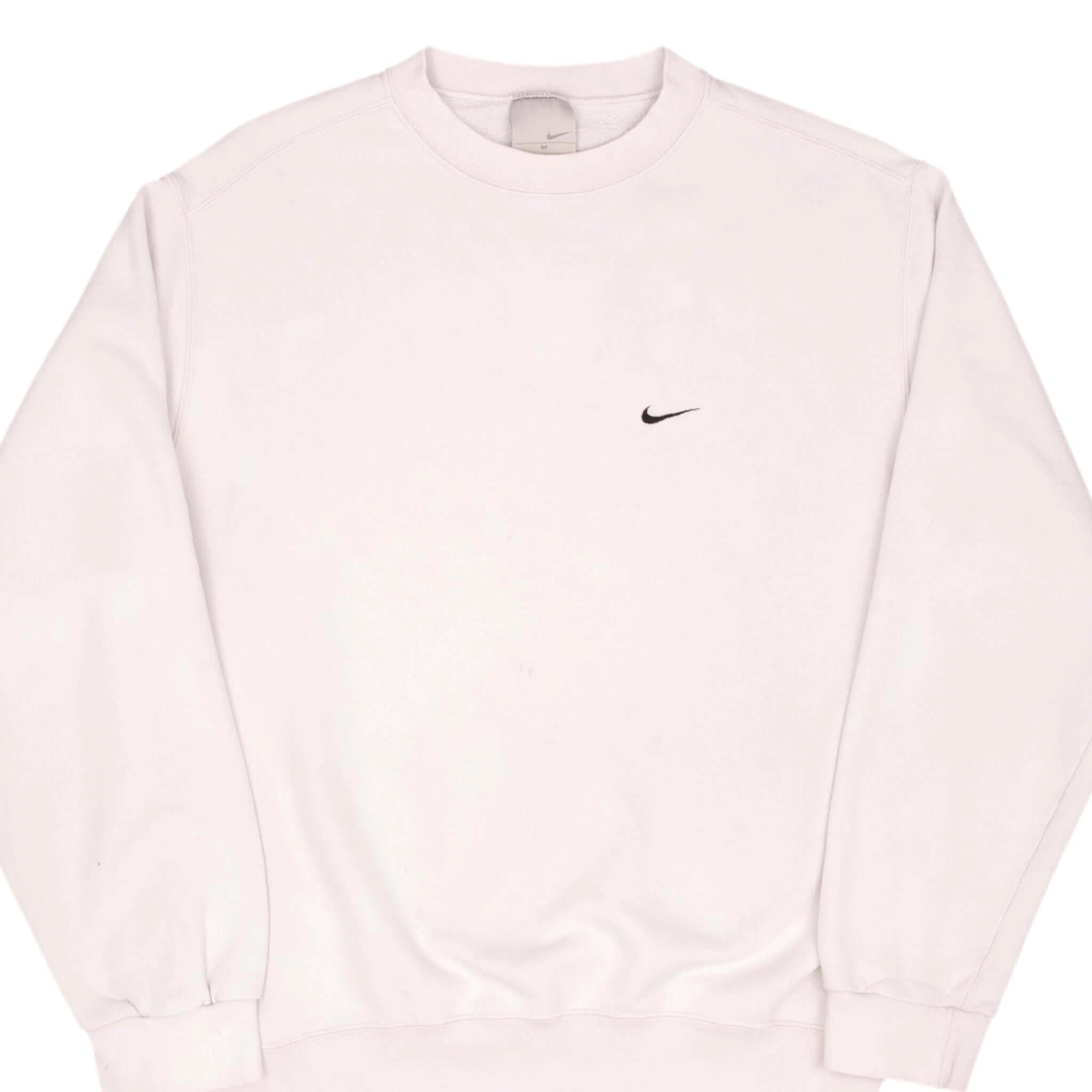 VINTAGE NIKE CLASSIC SWOOSH WHITE SWEATSHIRT 2000S SIZE MEDIUM