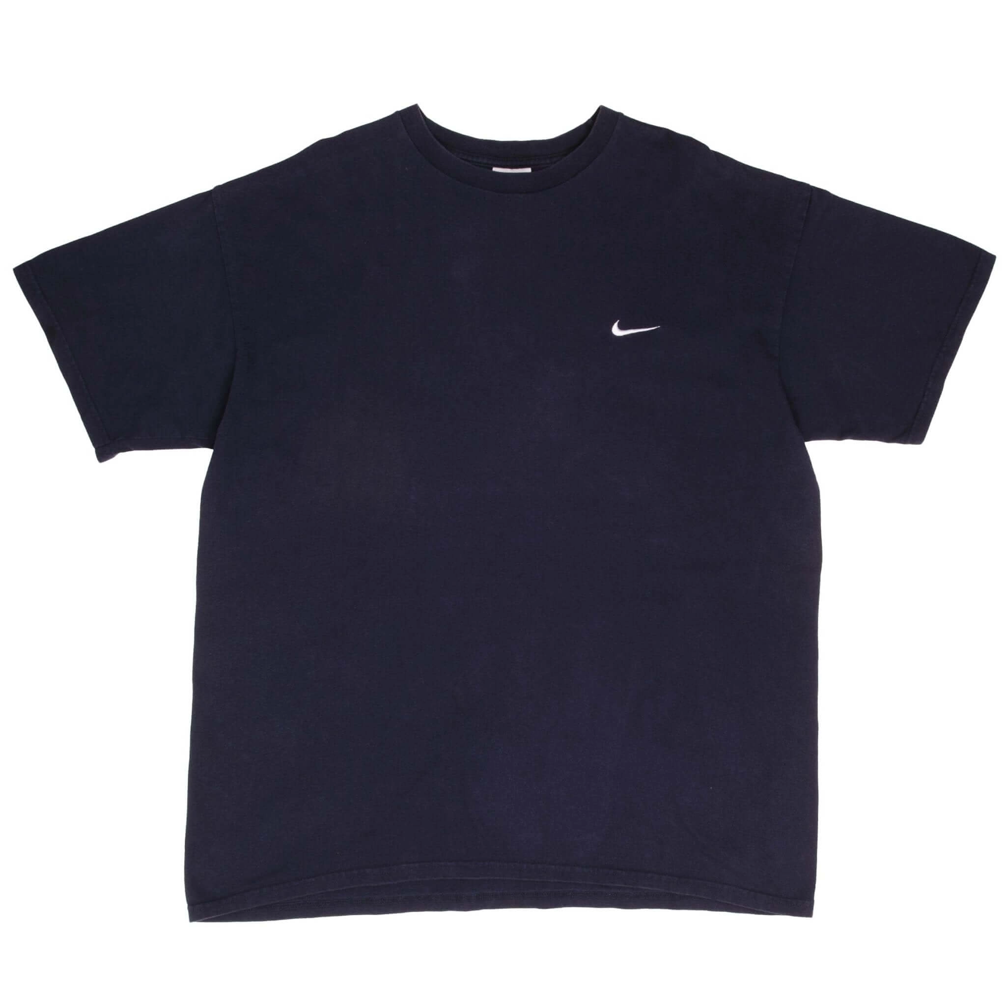 VINTAGE NIKE NAVY CLASSIC SWOOSH TEE SHIRT 1990S SIZE XL