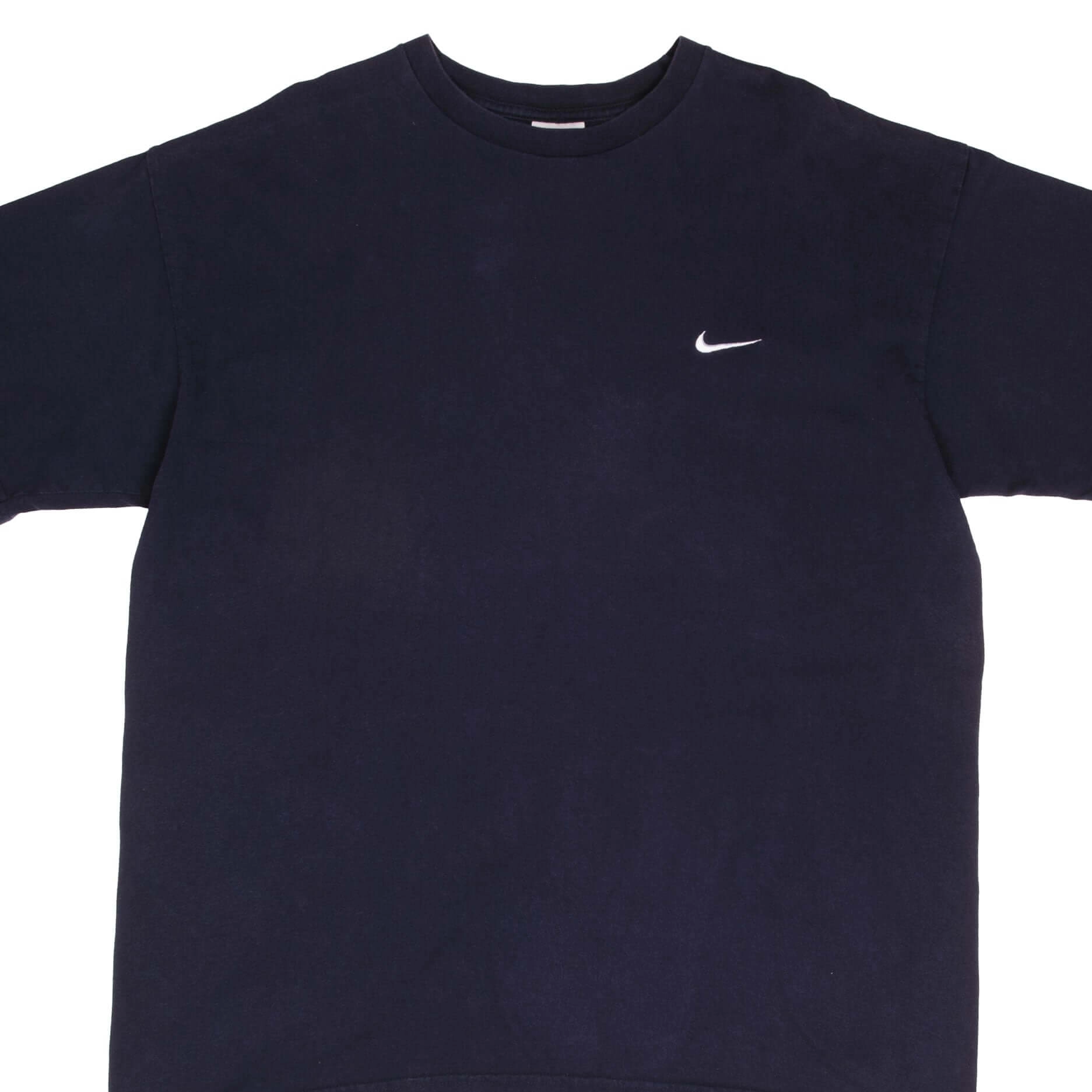 VINTAGE NIKE NAVY CLASSIC SWOOSH TEE SHIRT 1990S SIZE XL