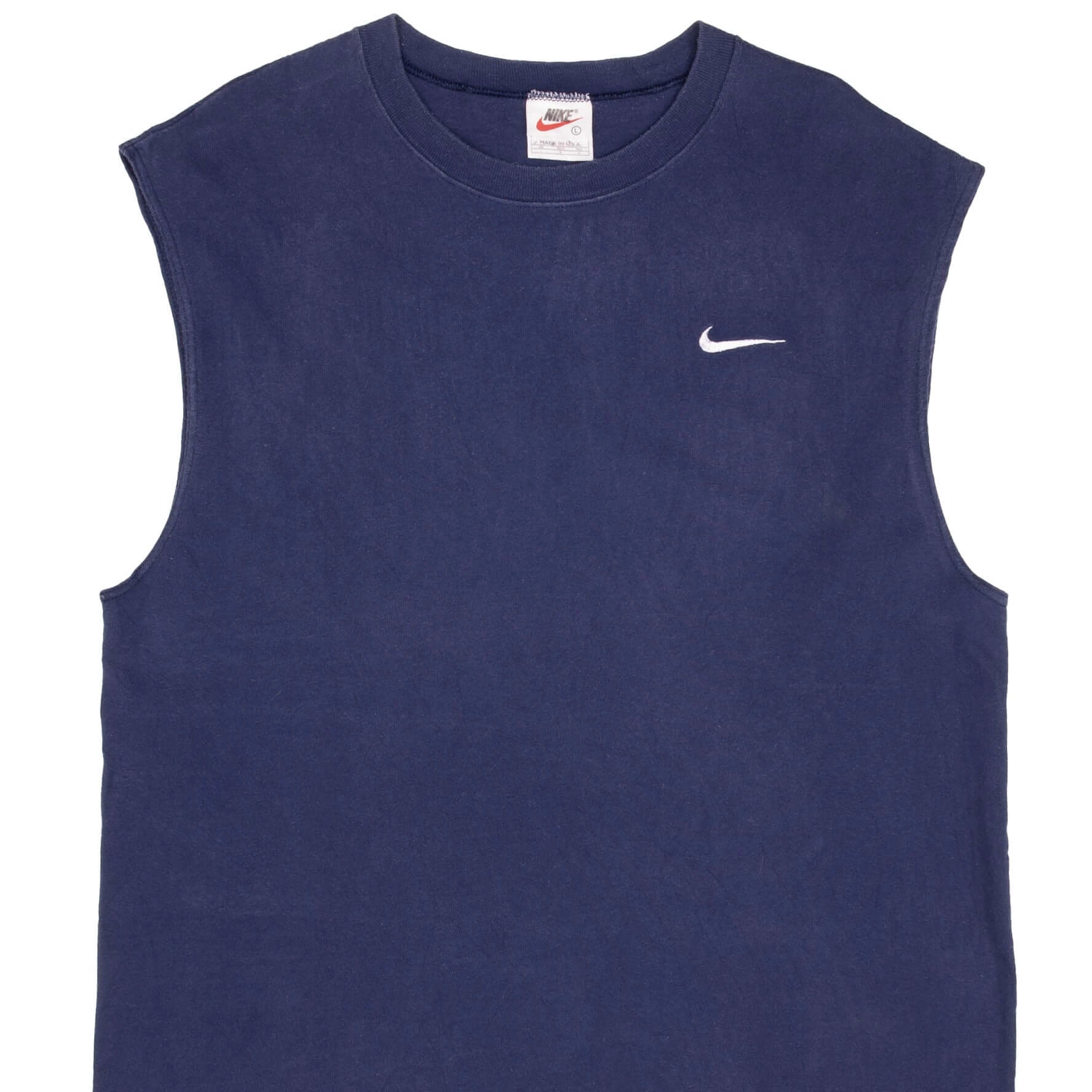 VINTAGE NIKE SWOOSH NAVY BLUE TANK TOP TEE SHIRT 1990S SIZE LARGE MADE IN USA