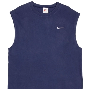 VINTAGE NIKE SWOOSH NAVY BLUE TANK TOP TEE SHIRT 1990S SIZE LARGE MADE IN USA